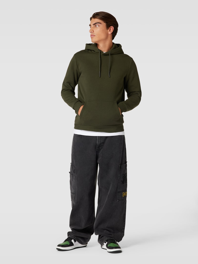 Hoodie in melierter Optik Modell 'CERES' in olivgrün