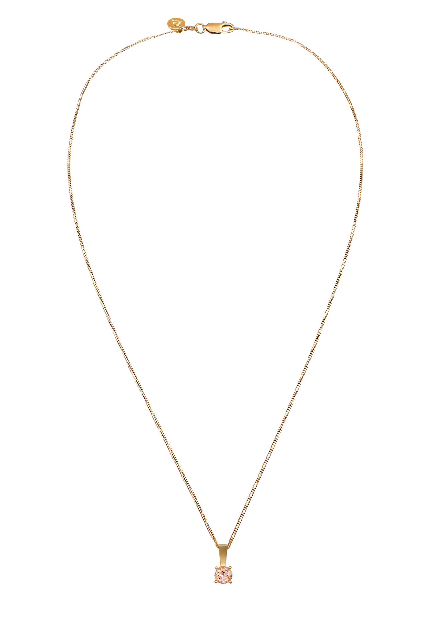 Elegante ciondolo solitario da donna Elli PREMIUM con morganite in argento sterling 925 placcato oro.