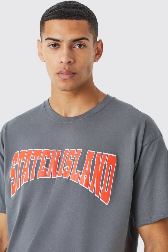 Oversize T-Shirt mit Staten Island Print