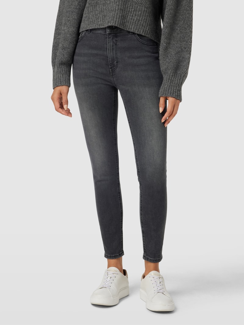 Skinny Jeans mit 5-Pocket-Design im Used-Look in schwarz