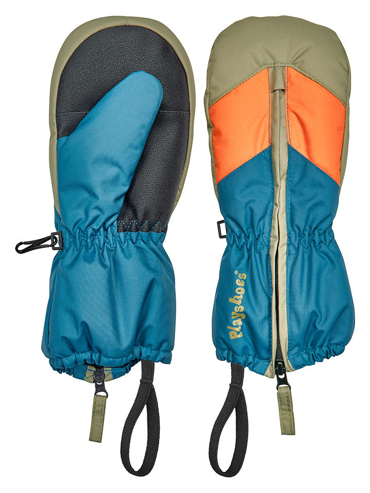Playshoes Funktionsfäustlinge in Blau/ Orange/ Khaki günstig kaufen