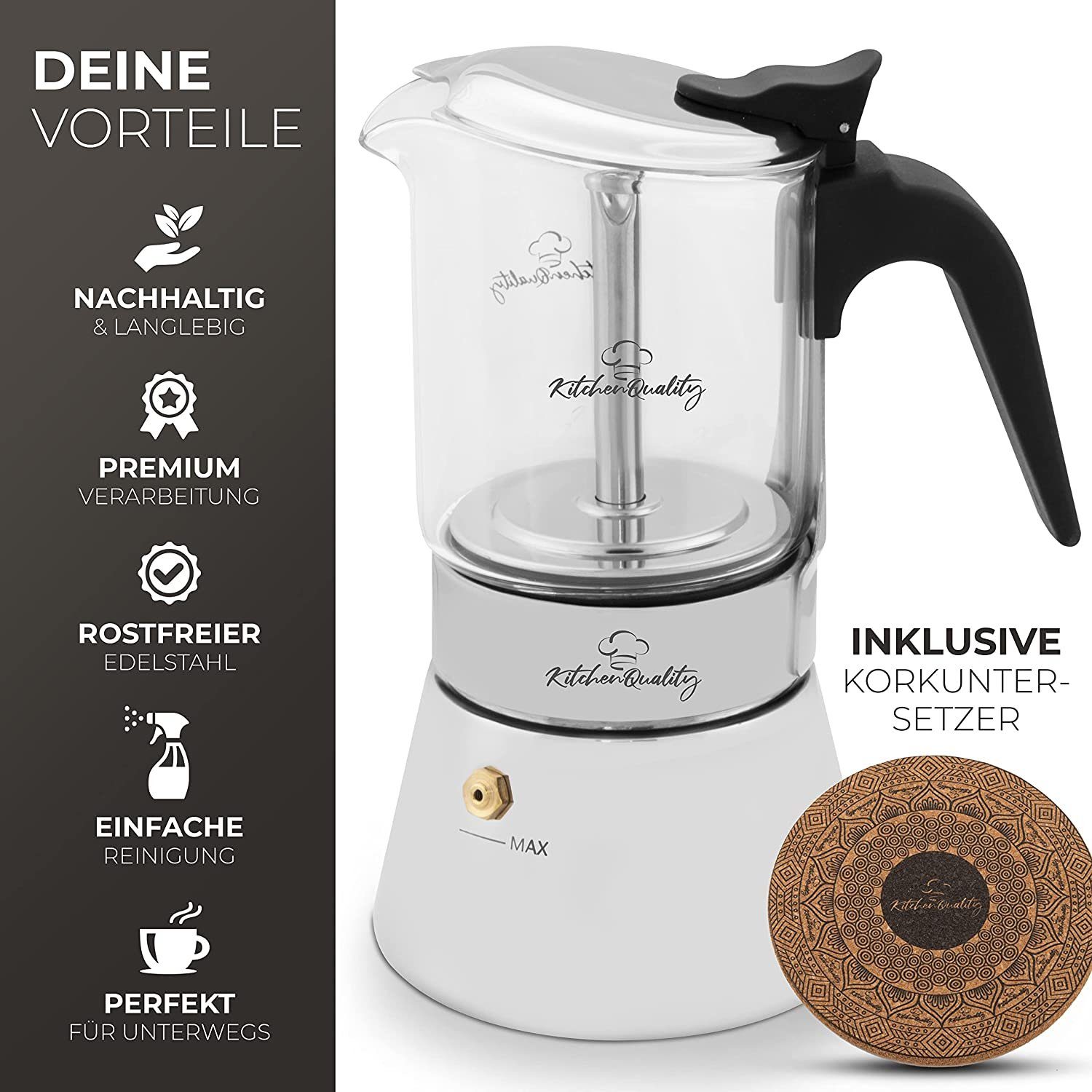 KitchenQuality Espressokocher Espressokocher, 0.24l Kaffeekanne