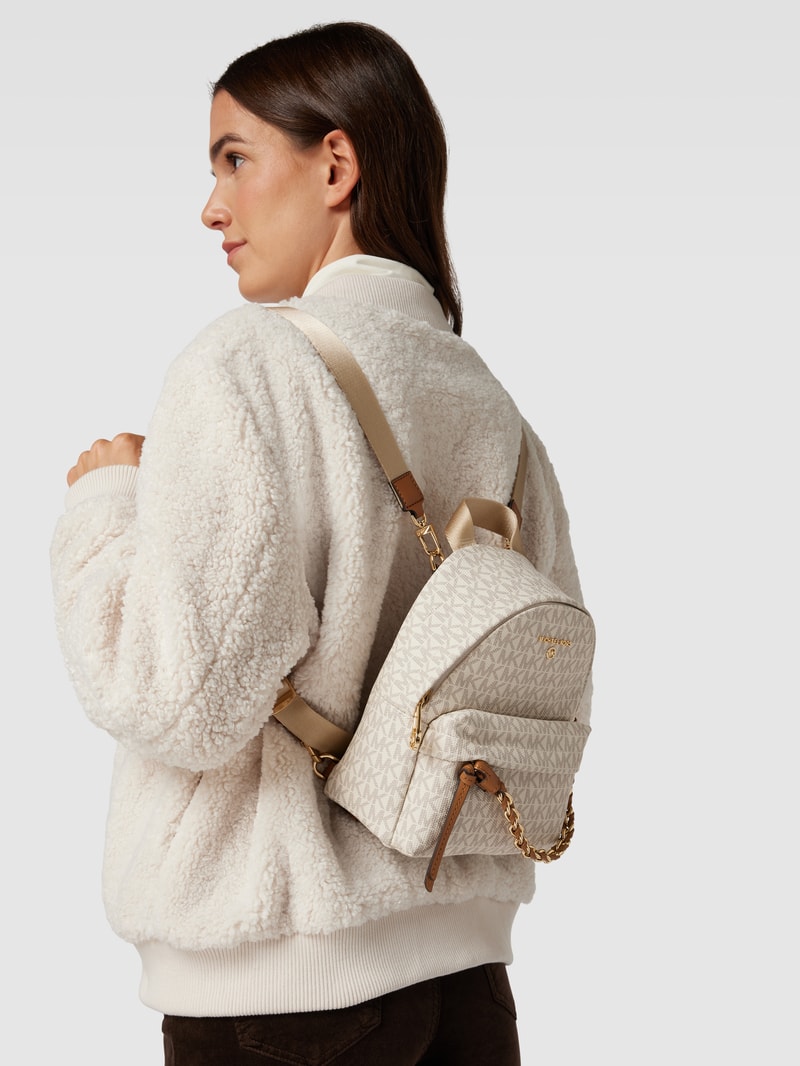 Rucksack mit Allover-Logo Modell 'SLATER' in ecru