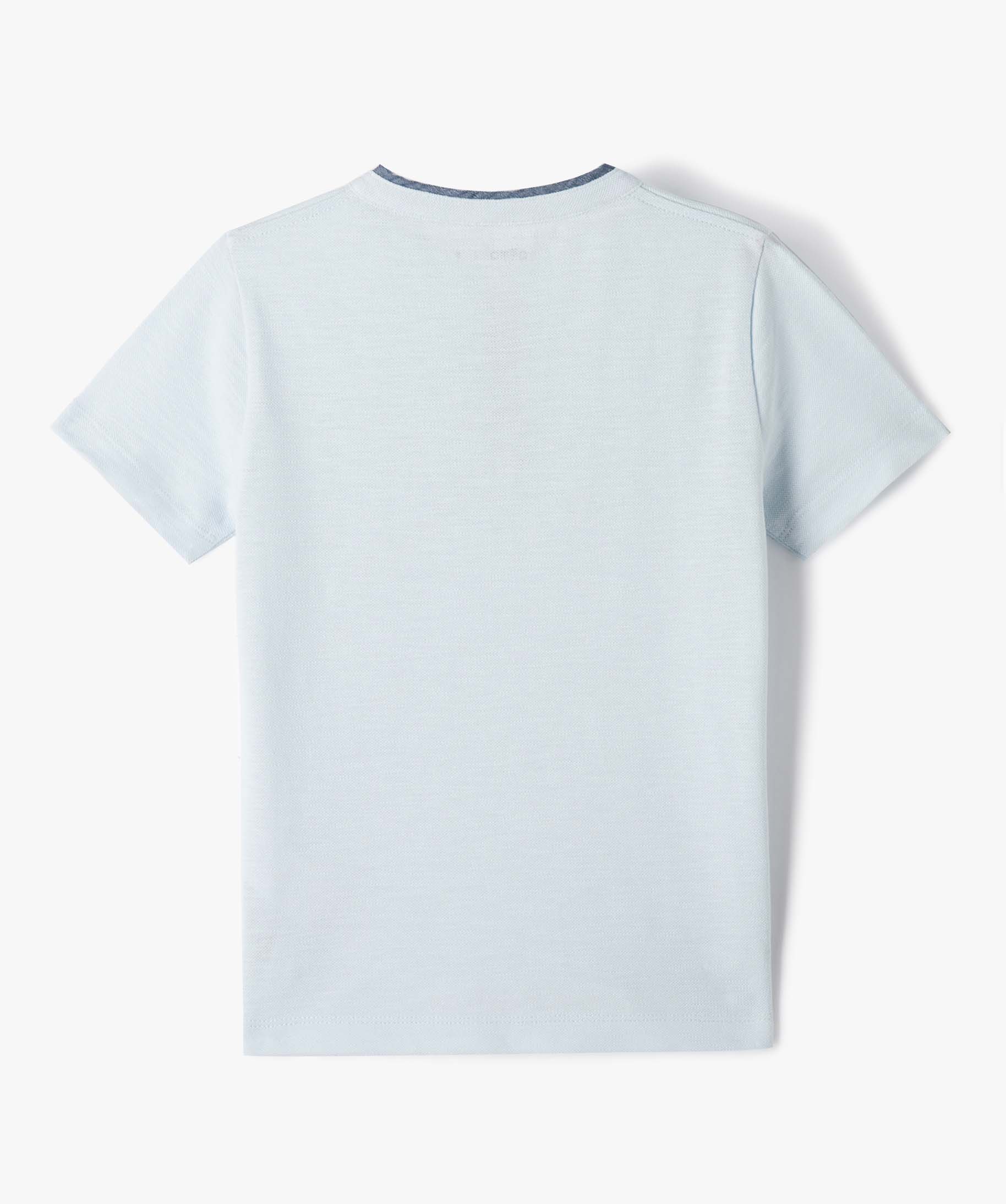 Tee-shirt Garçon esprit polo en maille piquée bleu | GEMO