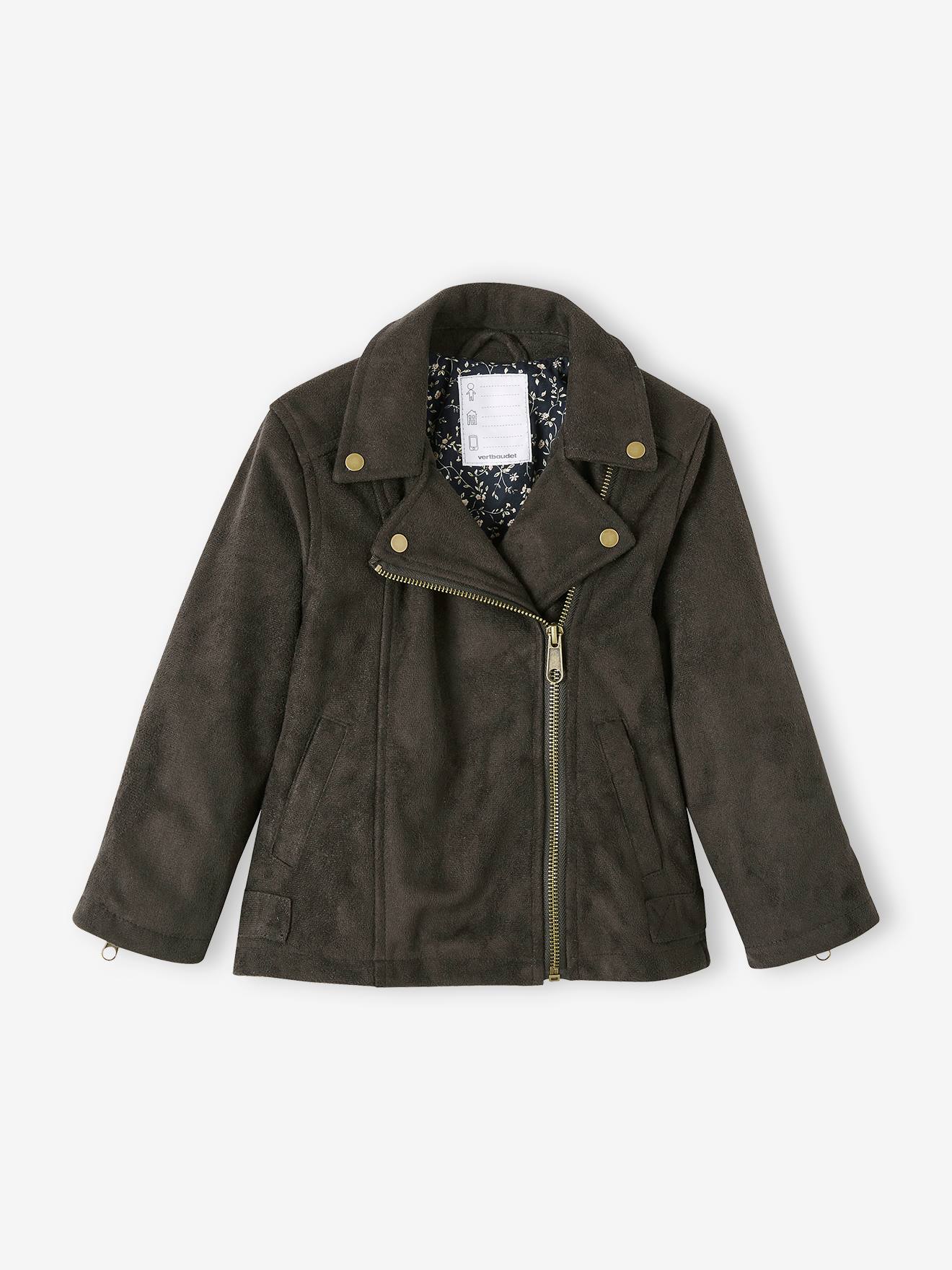 Veste fille en nubuck marron clair
