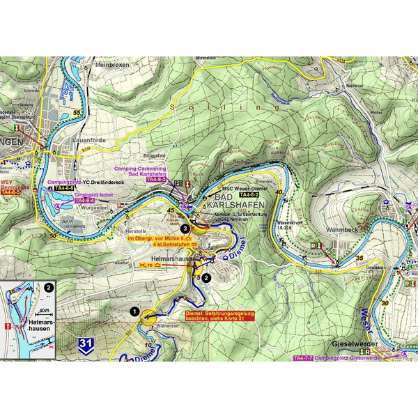 TOURENATLAS TA4 WASSERWANDERN 04 OBERWESER-LEINE - Wasserkarte