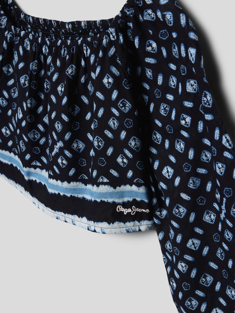 Bluse mit Allover-Muster in marineblau