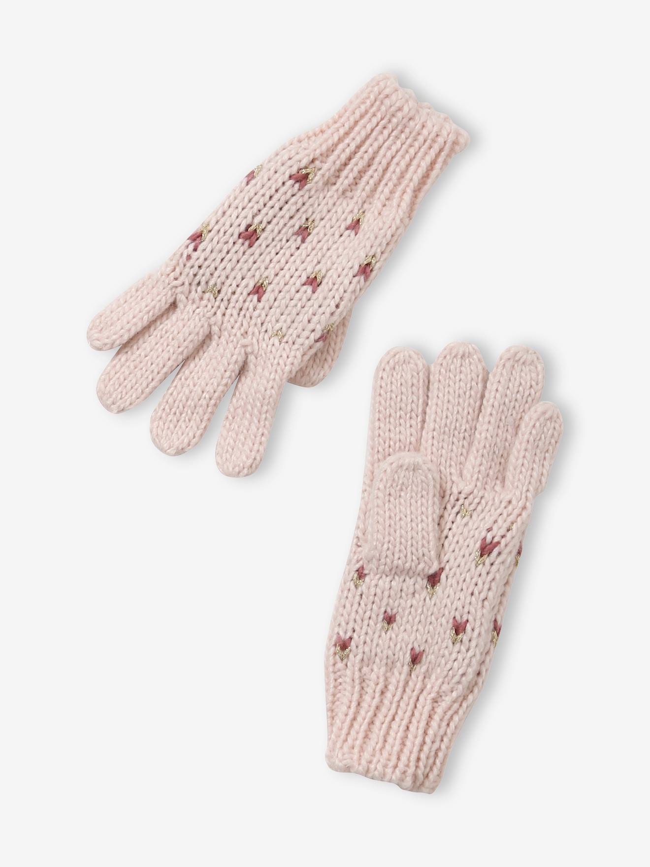 Vertbaudet Mädchen Set: Mütze, Loopschal & Handschuhe, Herzen BASIC - nachtblau bedruckt