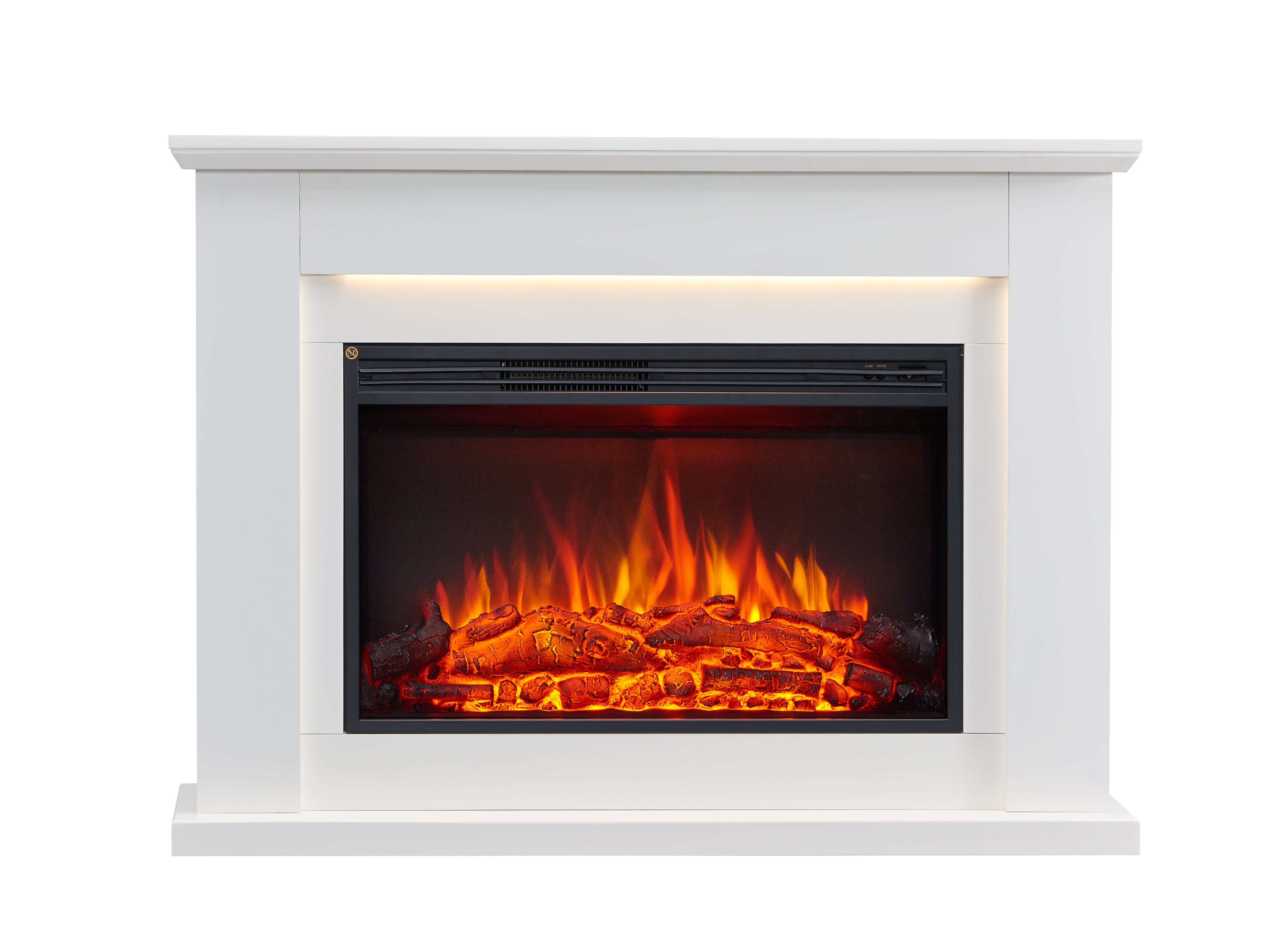 CrownFlame Elektrokamin Typhon, Standkamin mit Heizung 2000W, Heizung, LED-Beleuchtung, 3D-Flammeneffekt & Fernbedienung