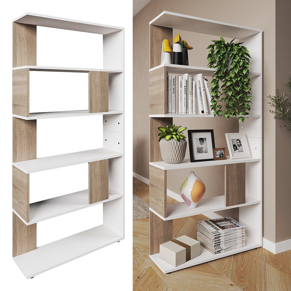 Vicco Raumteiler Bücherregal Standregal Groß Weiß Sonoma