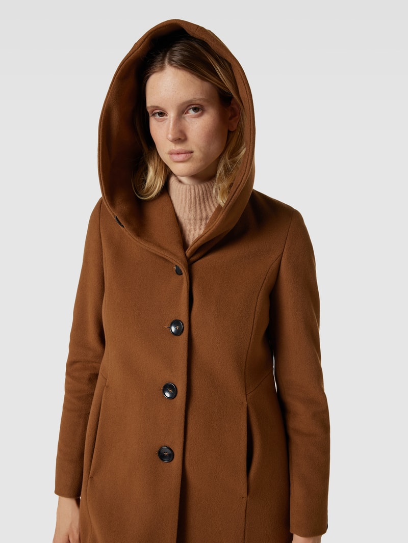 Mantel mit Kapuze Modell 'BELLA' in cognac