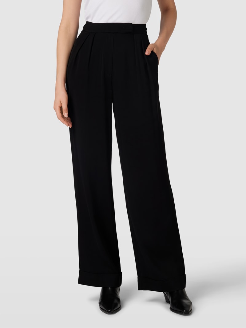 Stoffhose mit Aufschlag in schwarz