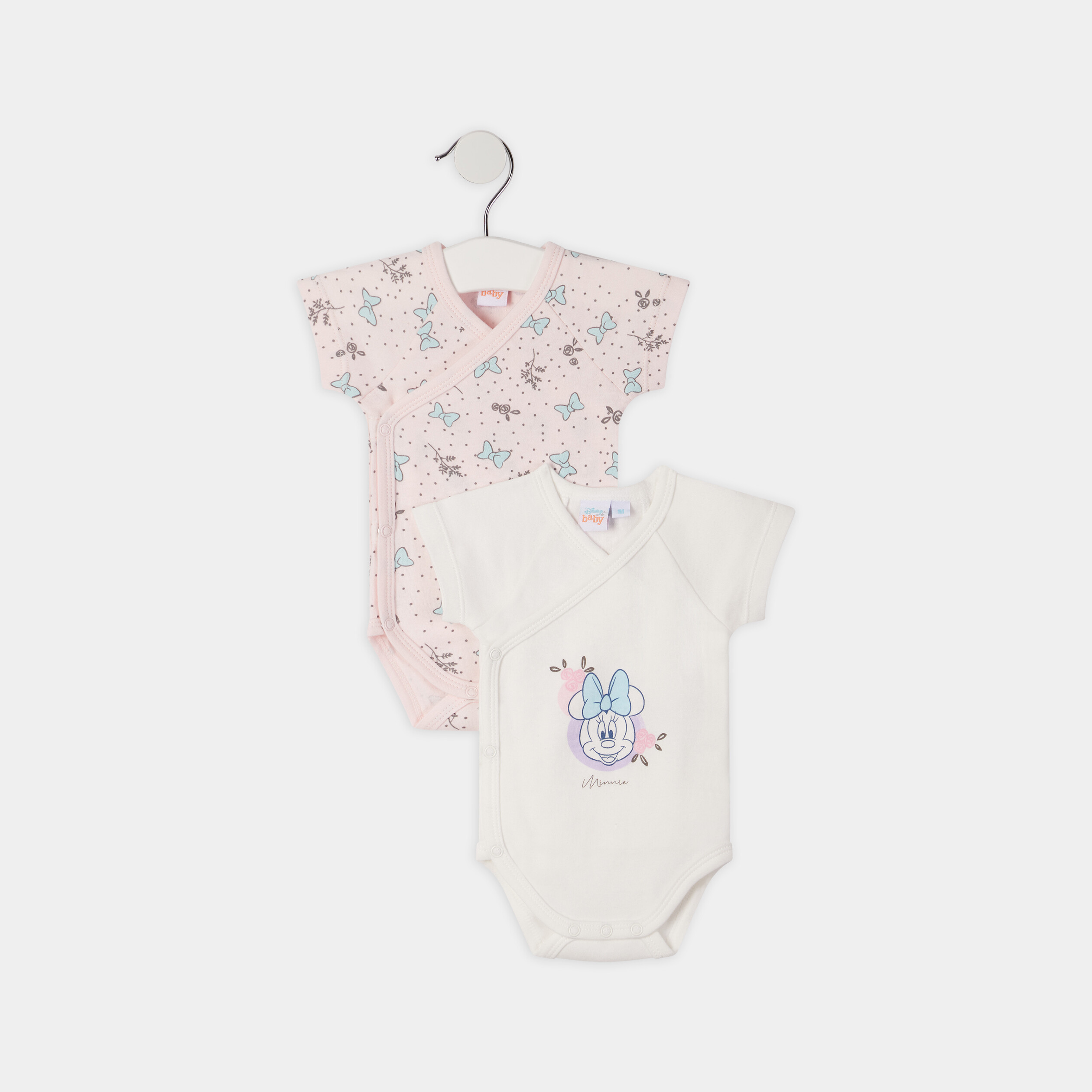 Lot 2 bodies Minnie rose clair bébé fille | La Halle