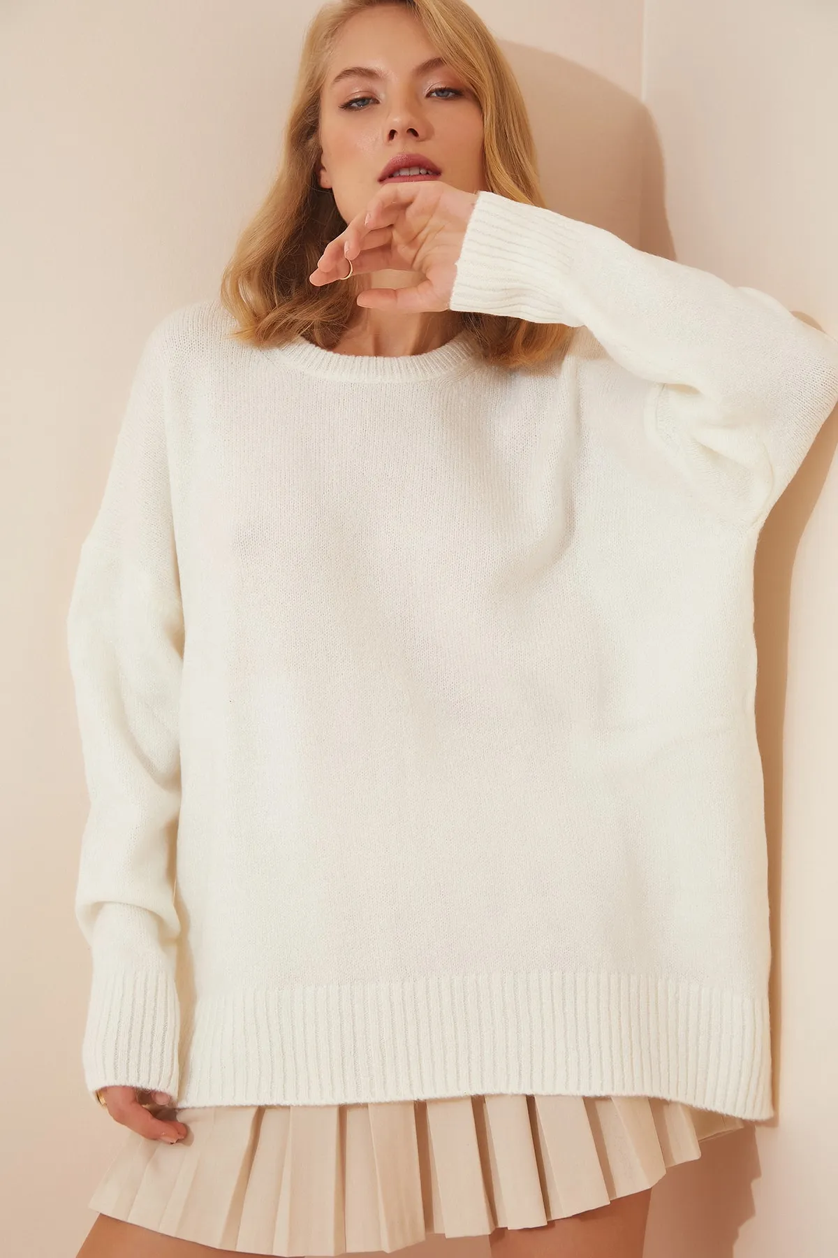 Happiness İstanbul  Pullover - Ecru - Oversized