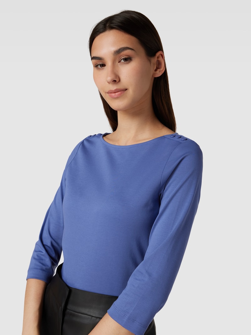 T-Shirt mit U-Boot-Ausschnitt in rauchblau