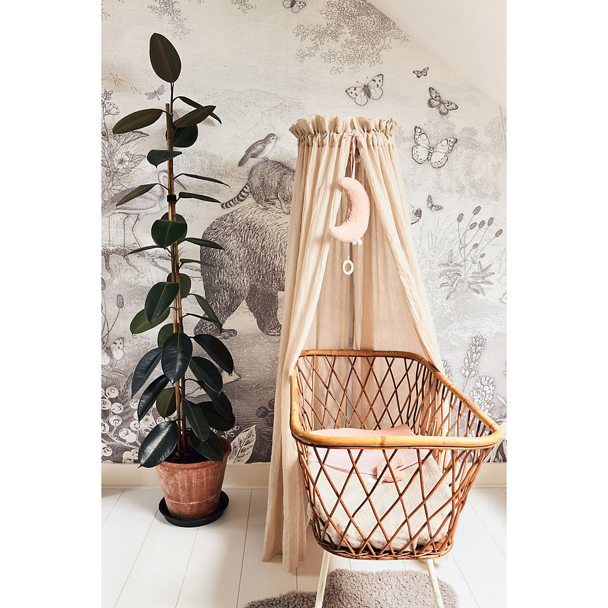 Betthimmel vintage, 155 cm, nougat