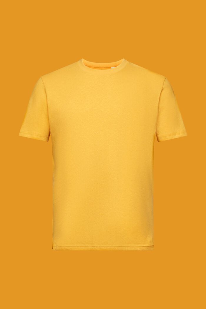 Rundhals-T-Shirt, Baumwoll-Leinenmix