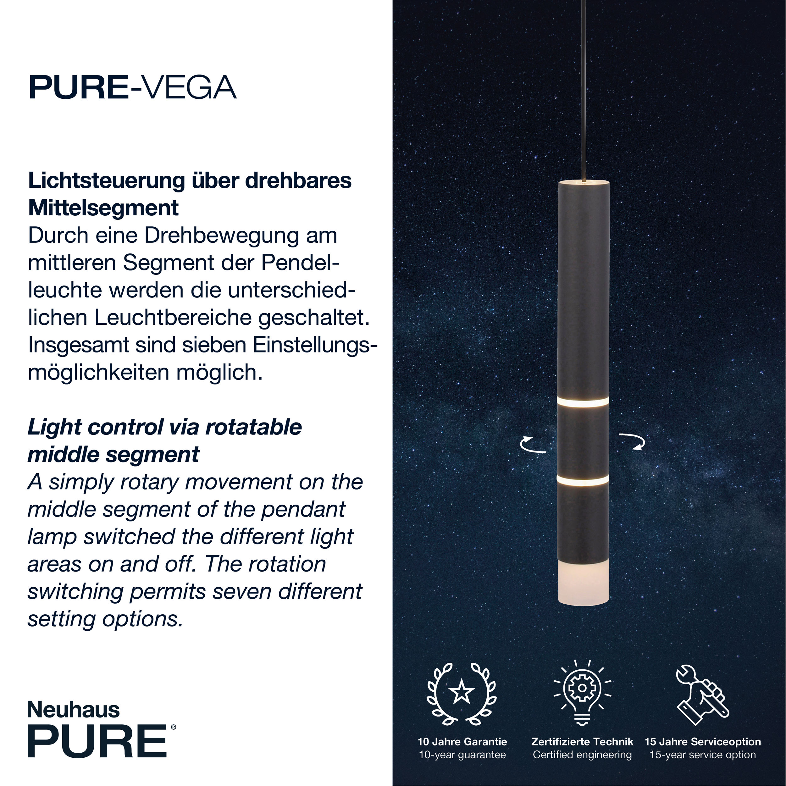 PURELED-Pendelleuchte 4flg