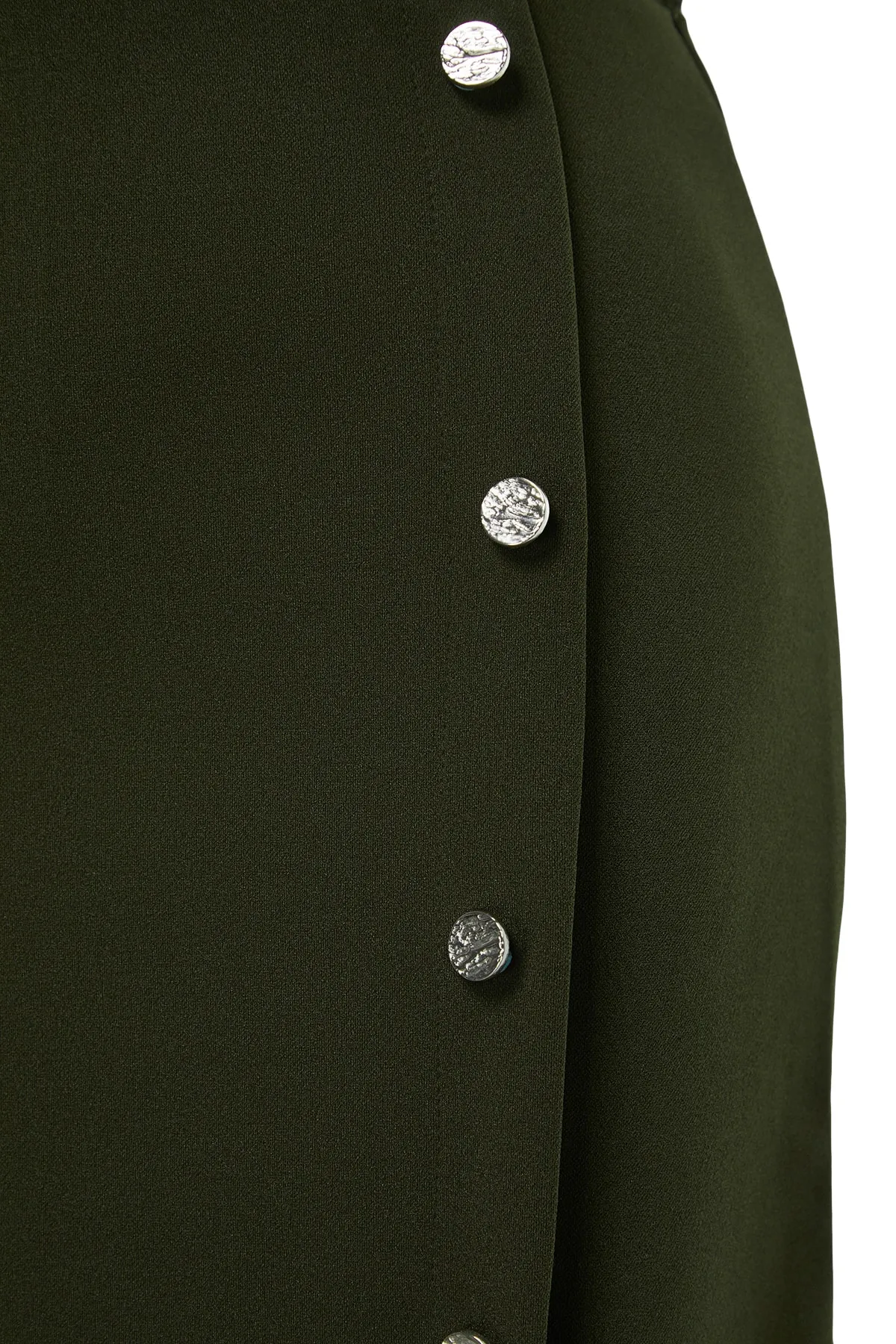 Trendyol Collection  Khakifarbener Maxi-Bleistiftrock aus Crêpe-Strick mit Knopfleiste TWOSS23ET00320