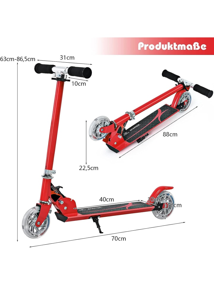 COSTWAY Kinderroller ab 4 Jahre in Rot günstig kaufen 70 cm