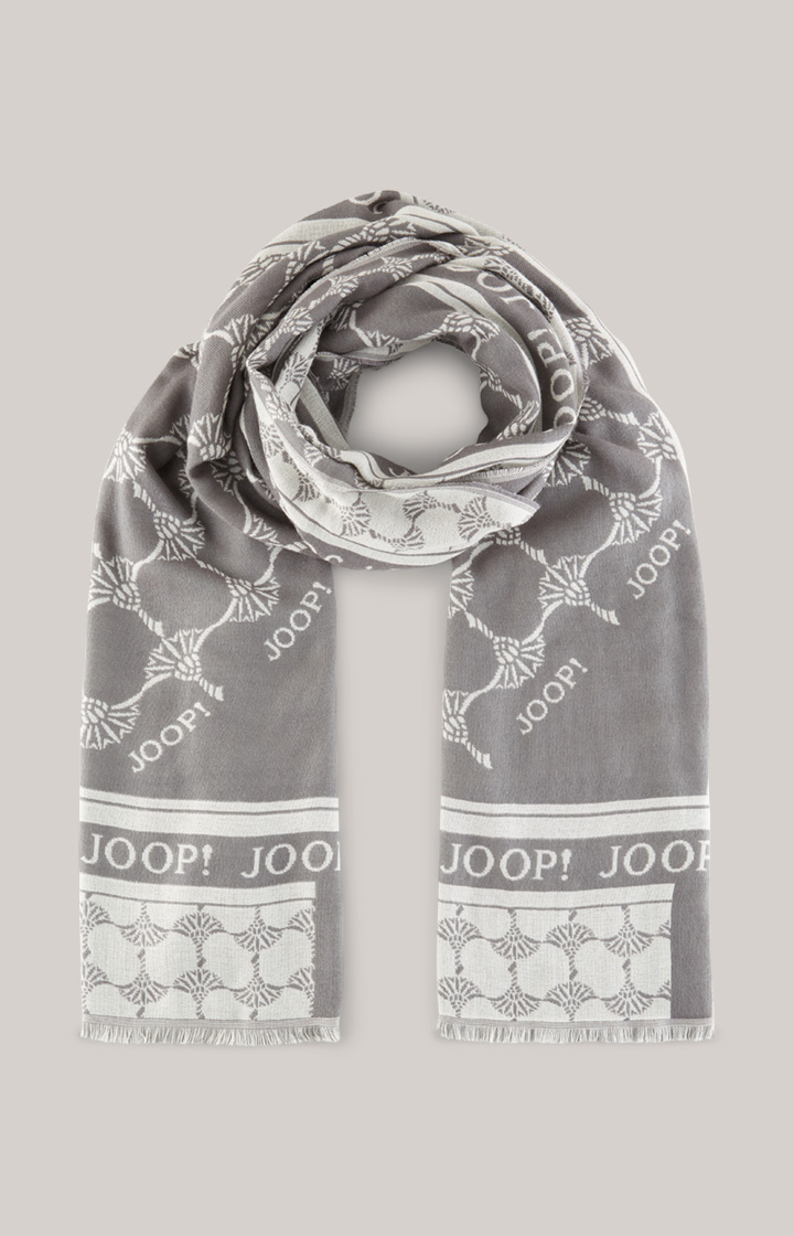 Jacquard-Schal in Grau/Creme