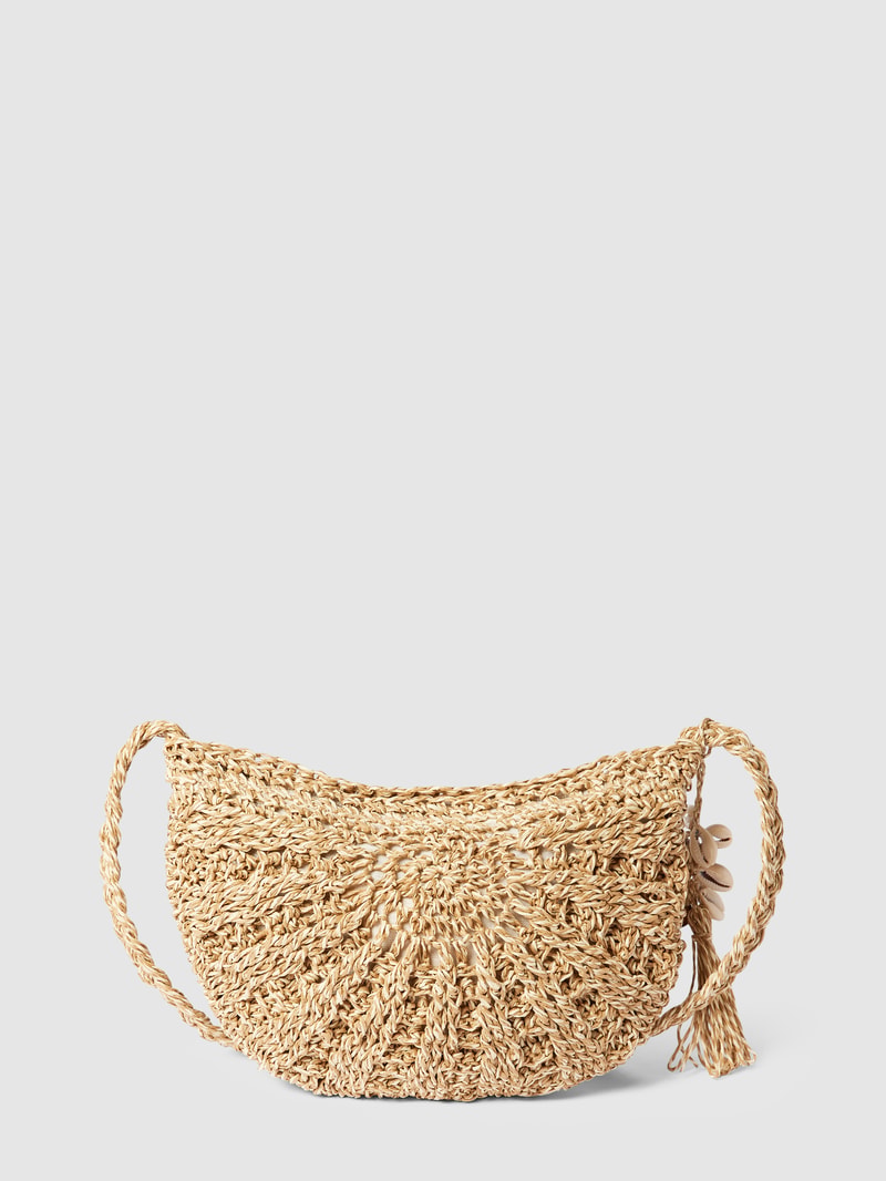 Handtasche mit Label-Detail Modell 'Theros' in sand