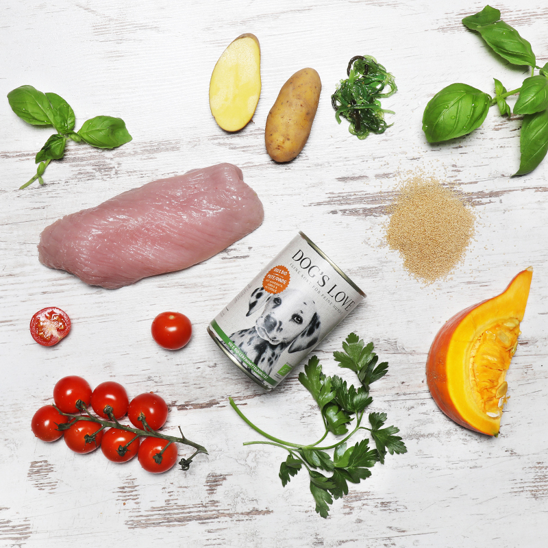 DOG'S LOVE Hundenassfutter DOG'S LOVE BIO 6x200g Pute mit Amaranth & Kürbis