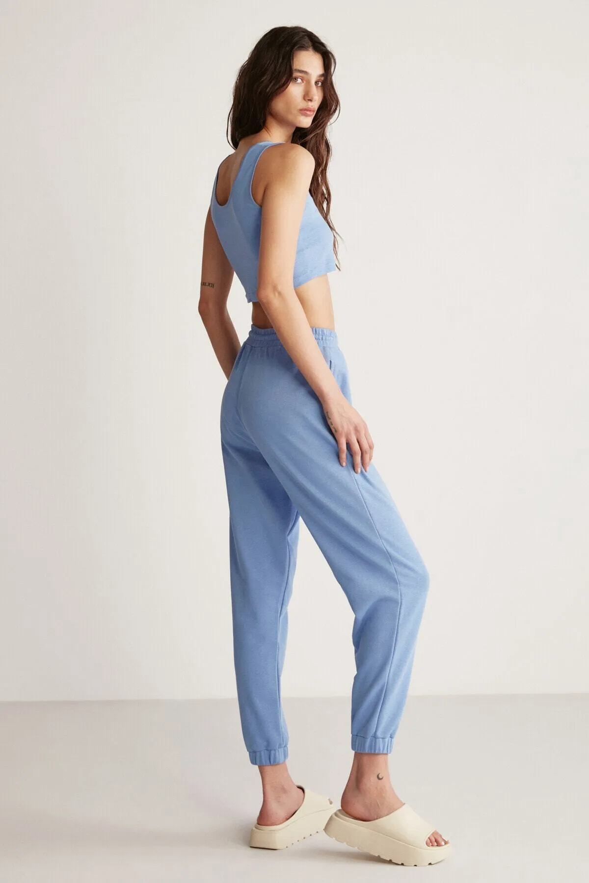 GRIMELANGE  Carroline Damen-Jogginghose mit Stickerei in Blau und elastischem Bund und Beinen