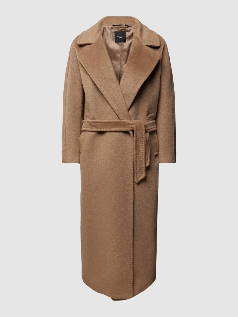 Mantel mit Bindegürtel Modell 'TEMPERA' in camel