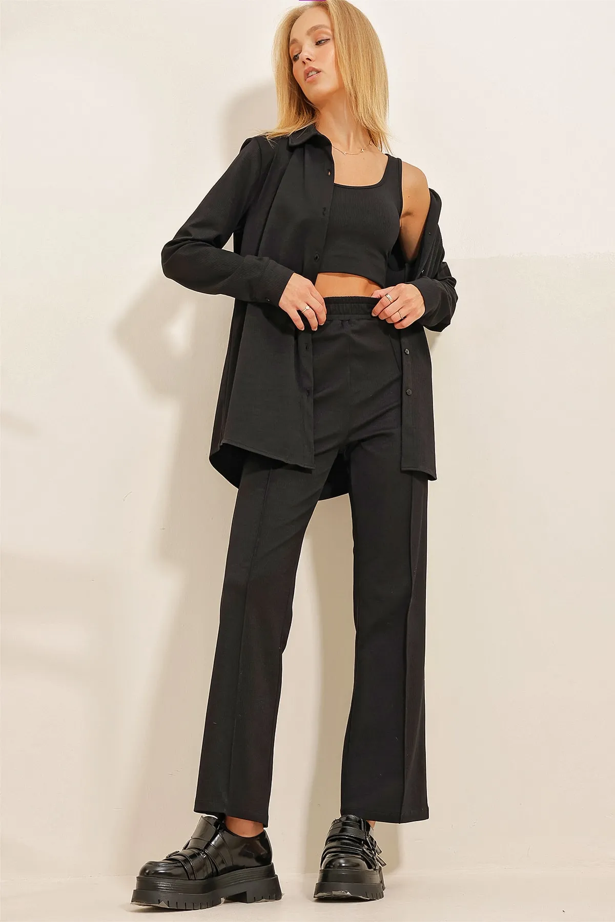 Trend Alaçatı Stili  Zweiteiler - Schwarz - Regular Fit