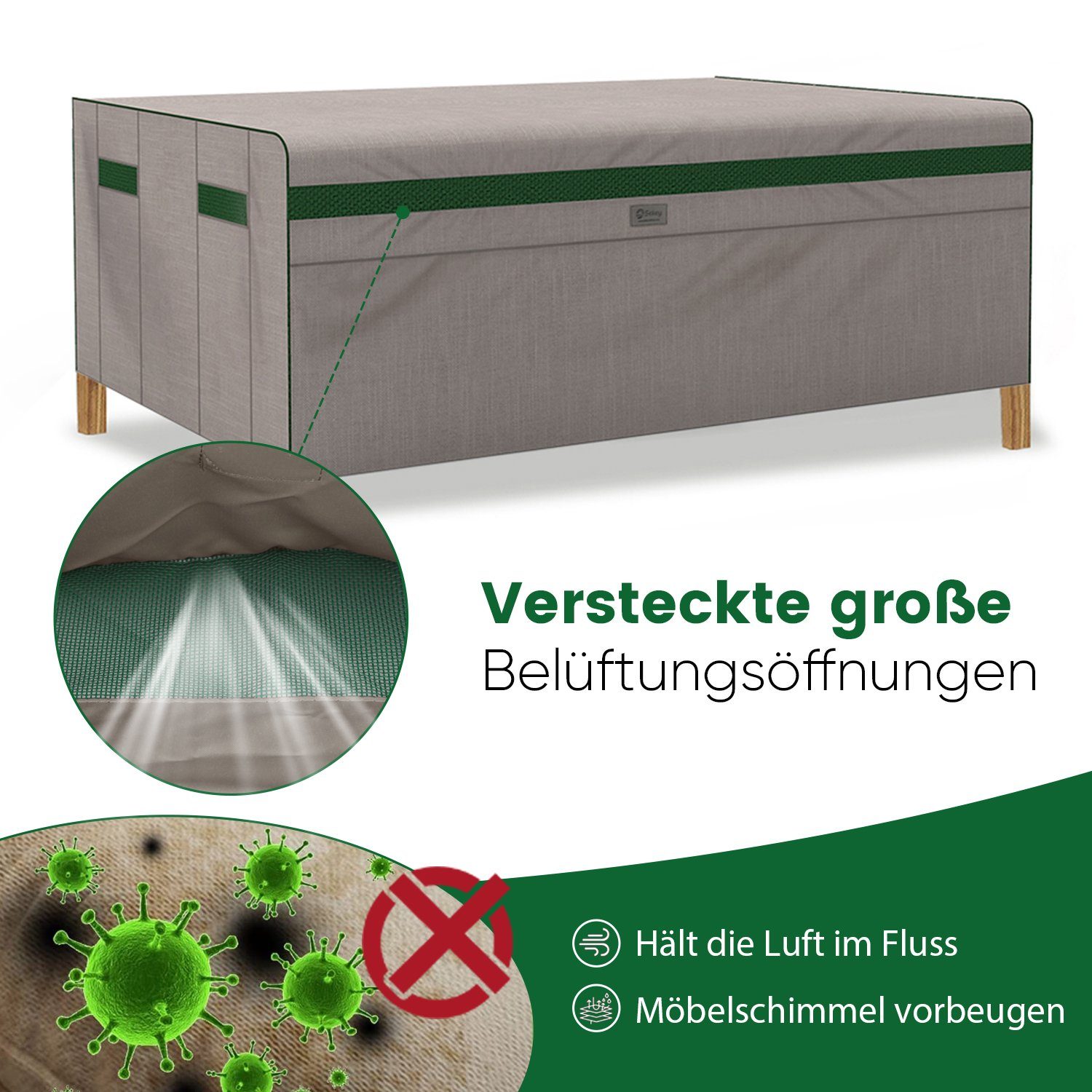 Sekey Gartenmöbel-Schutzhülle Gartenmöbel Abdeckungen Wasserdicht, aus 210D Oxford, Abdeckungen, Geeignet für 123 x 60 x 74 cm Poly Rattan