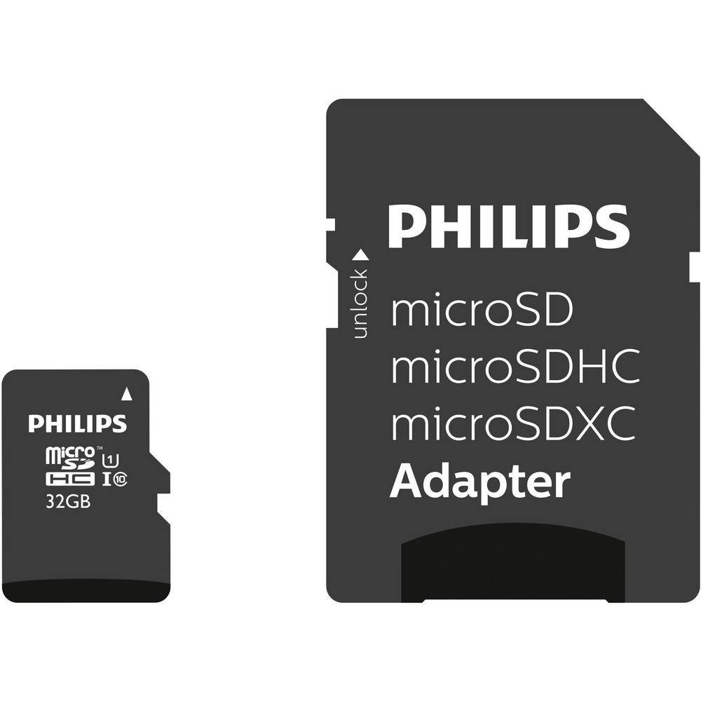 Philips microSDHC-Karte 16GB Class 10 Speicherkarte (inkl. SD-Adapter)