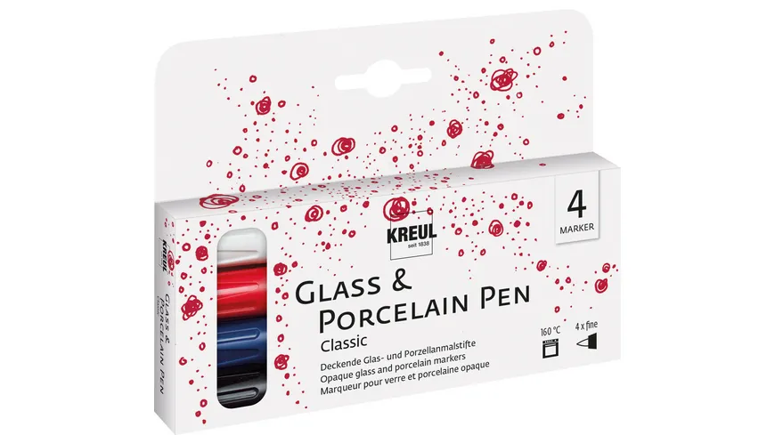 KREUL Glass & Porcelain-Set Pen Classic 4er Set fine