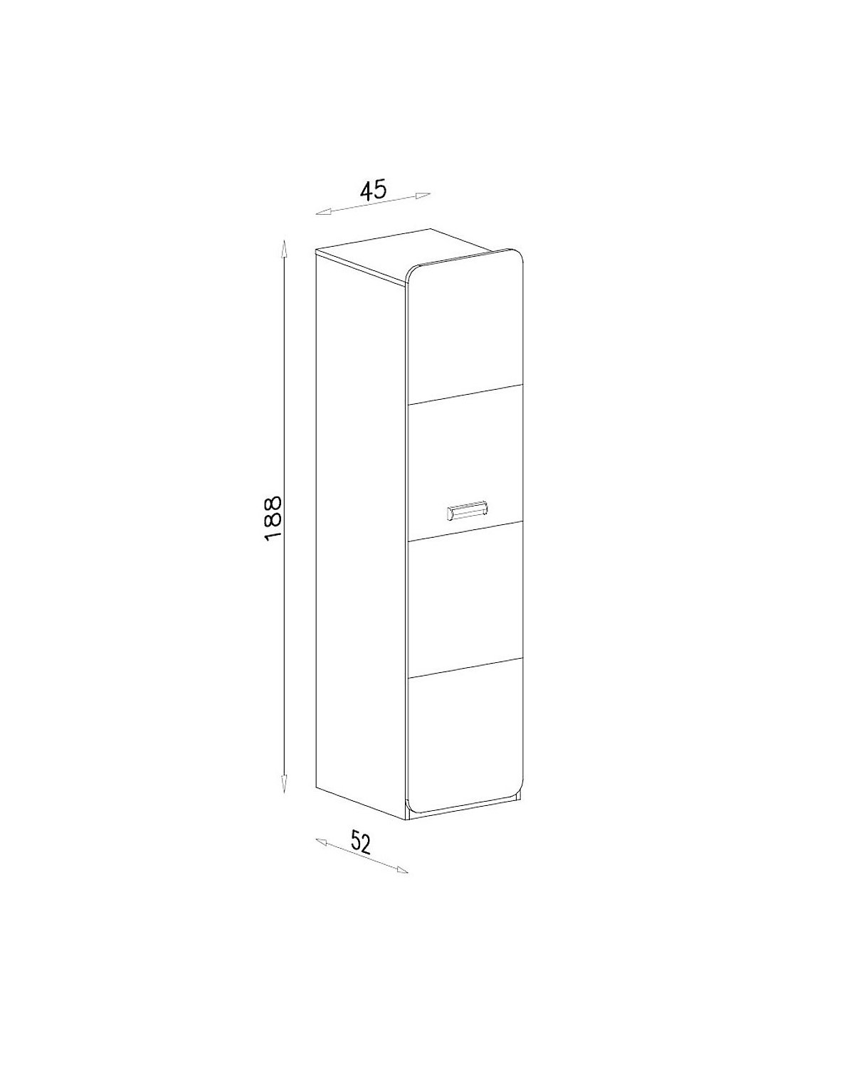 Stauraumschrank Kleiderschrank Loreto 45x52x188cm 1-türig Farbe wählbar