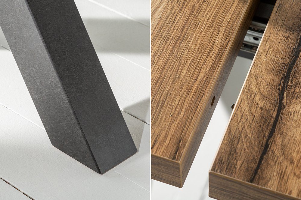 riess-ambiente Esstisch MONTREAL 140-190cm natur / schwarz, Eichen-Optik · X-Gestell · ausziehbar · Industrial