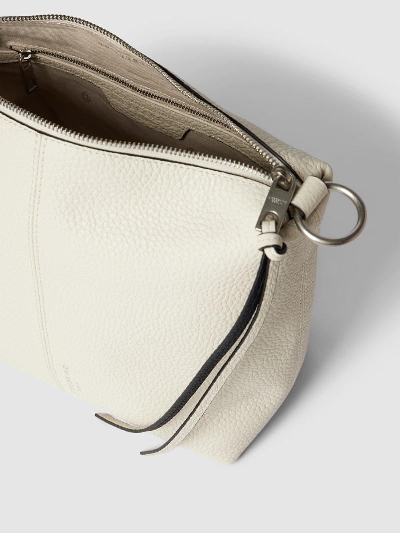 Hobo Bag aus Leder mit Label-Detail Modell 'AISSA' in ecru