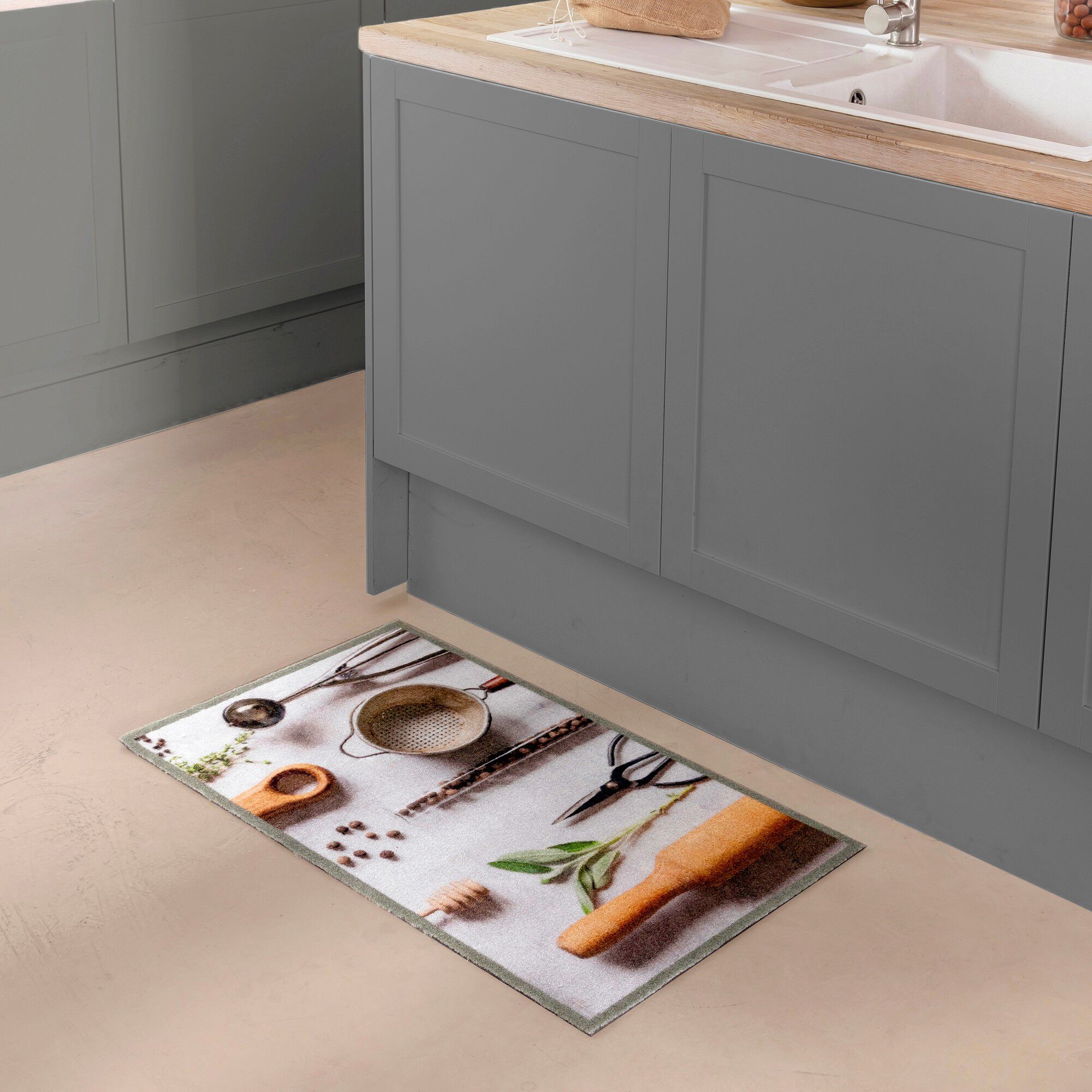 Tapis de cuisine velours photo-impression ustensiles