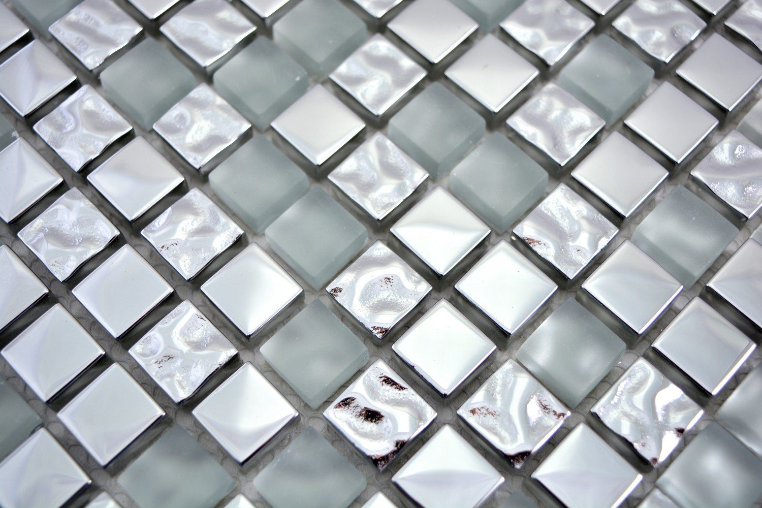 Mosani Mosaikfliesen Glasmosaik Crystal Mosaikfliesen silber matt / 10 Matten