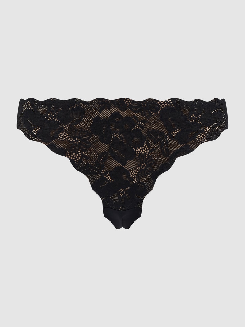 String mit floraler Spitze in schwarz