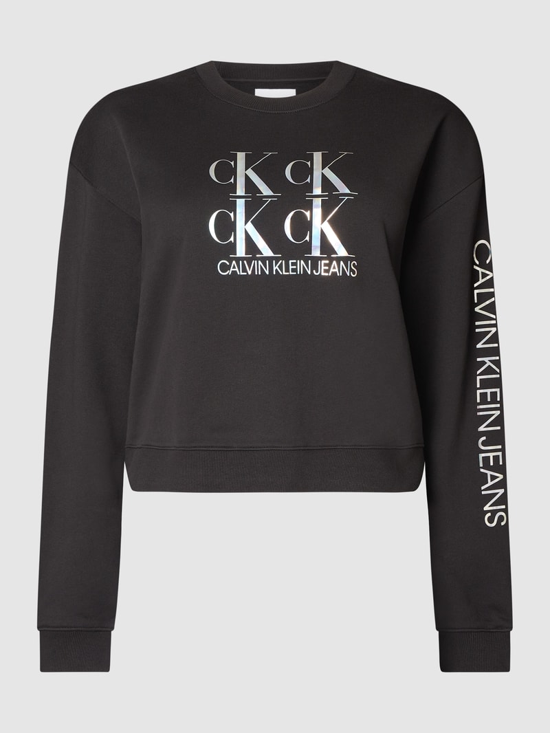 PLUS SIZE Cropped Sweatshirt aus Bio-Baumwolle in schwarz