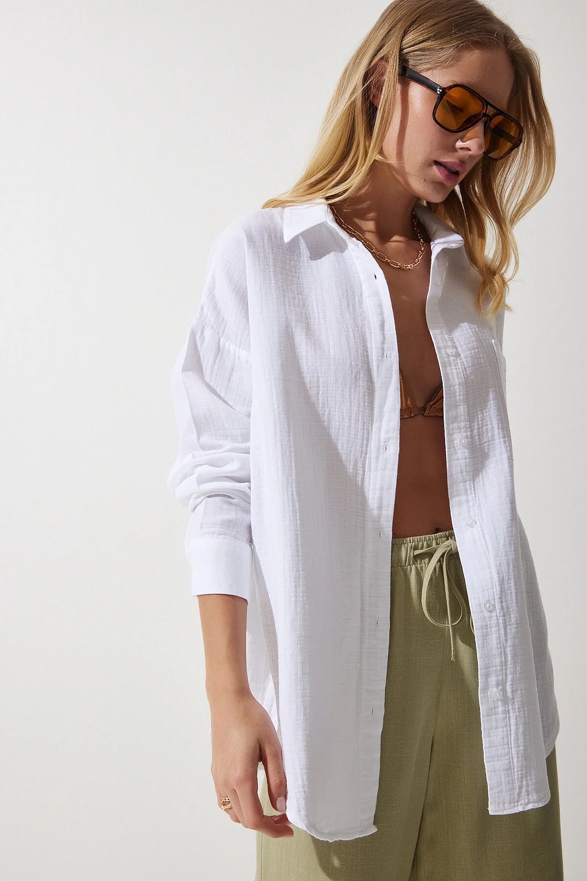Happiness İstanbul  Hemd - Weiß - Oversized