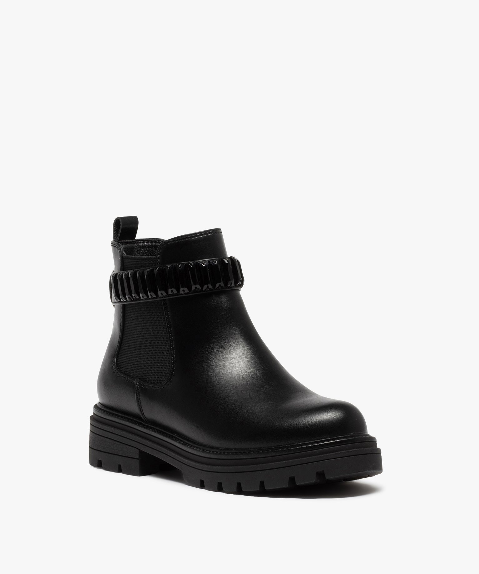 Boots fille chelsea à épaisse semelle crantée et bride fa... noir | GEMO