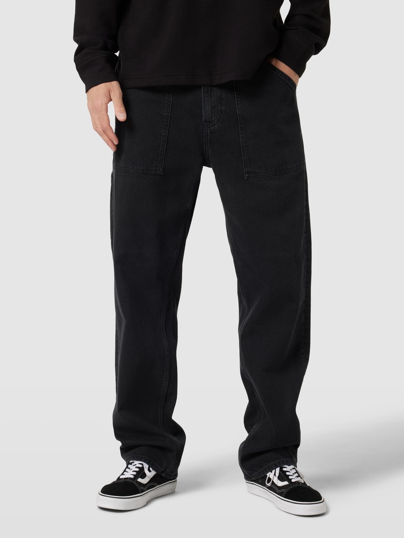 Straight Fit Jeans mit seitlichen Eingrifftaschen in black