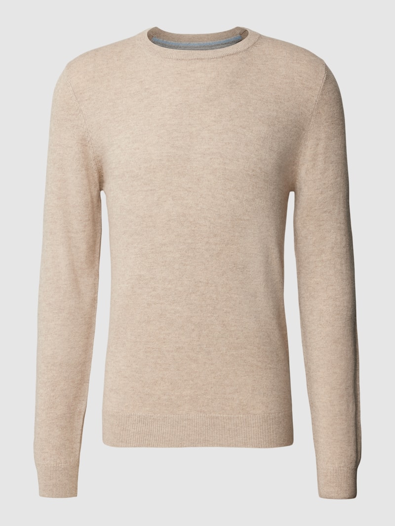 Strickpullover in melierter Optik in stein meliert