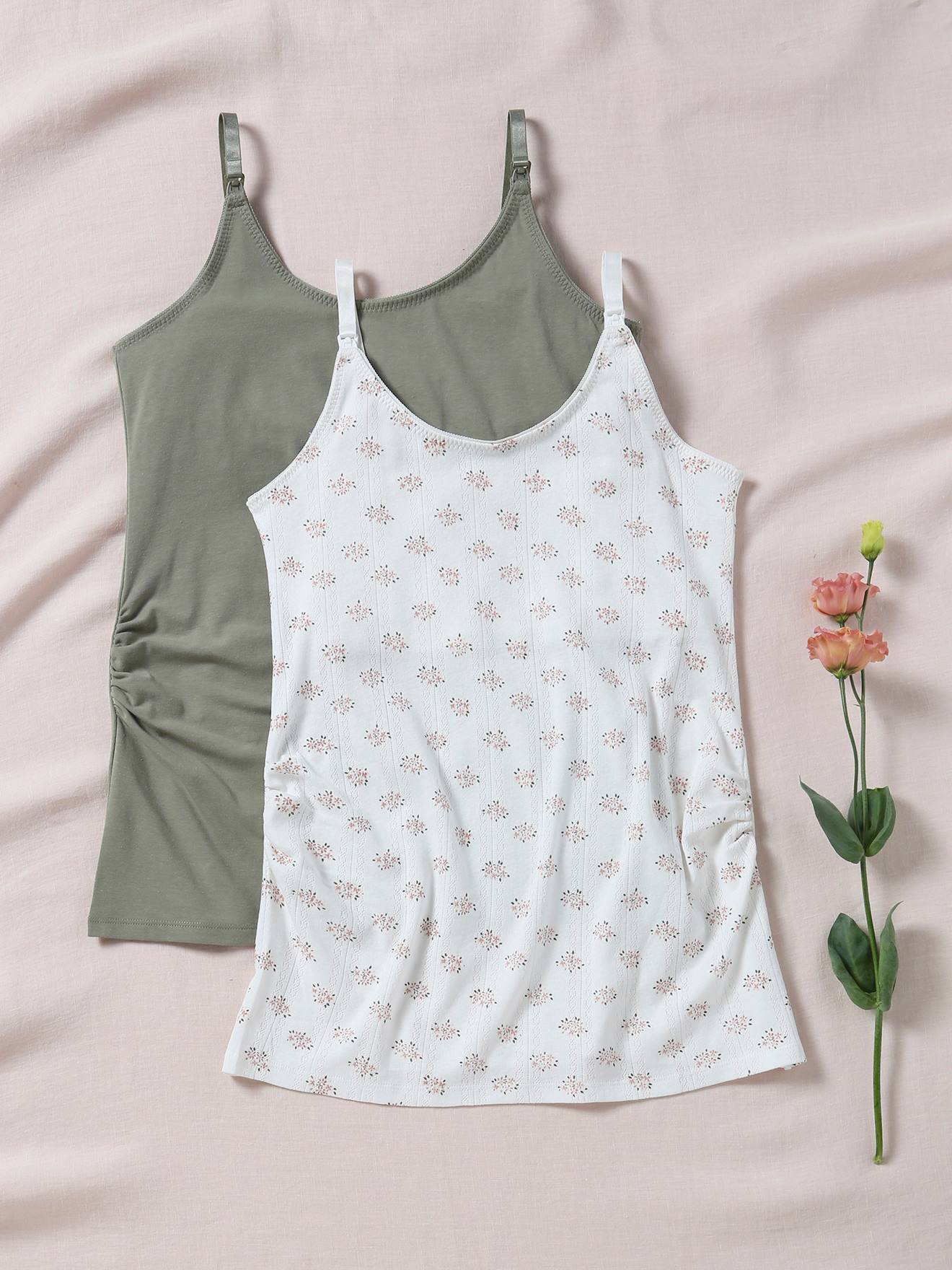 Vertbaudet 2er-Pack Tops für Schwangerschaft & Stillzeit - khaki