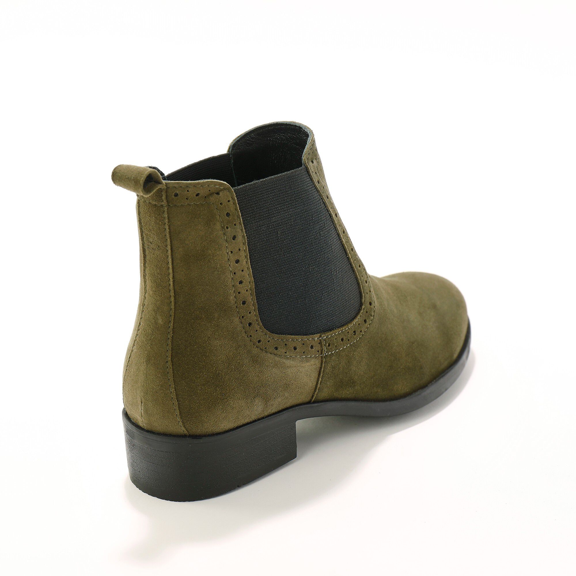 Boots élastiquées perforées Chelsea en croûte de cuir