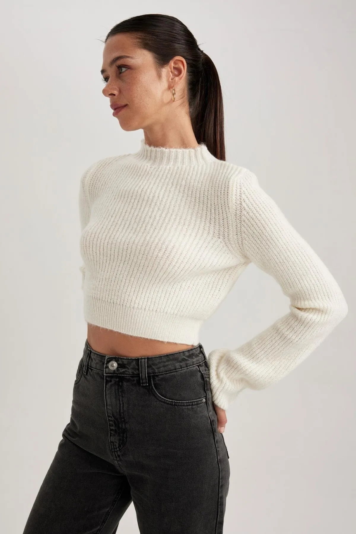 DeFacto  Taillierter Pullover mit halbem Rollkragen aus Thessaloniki-Stoff A3823ax23wn