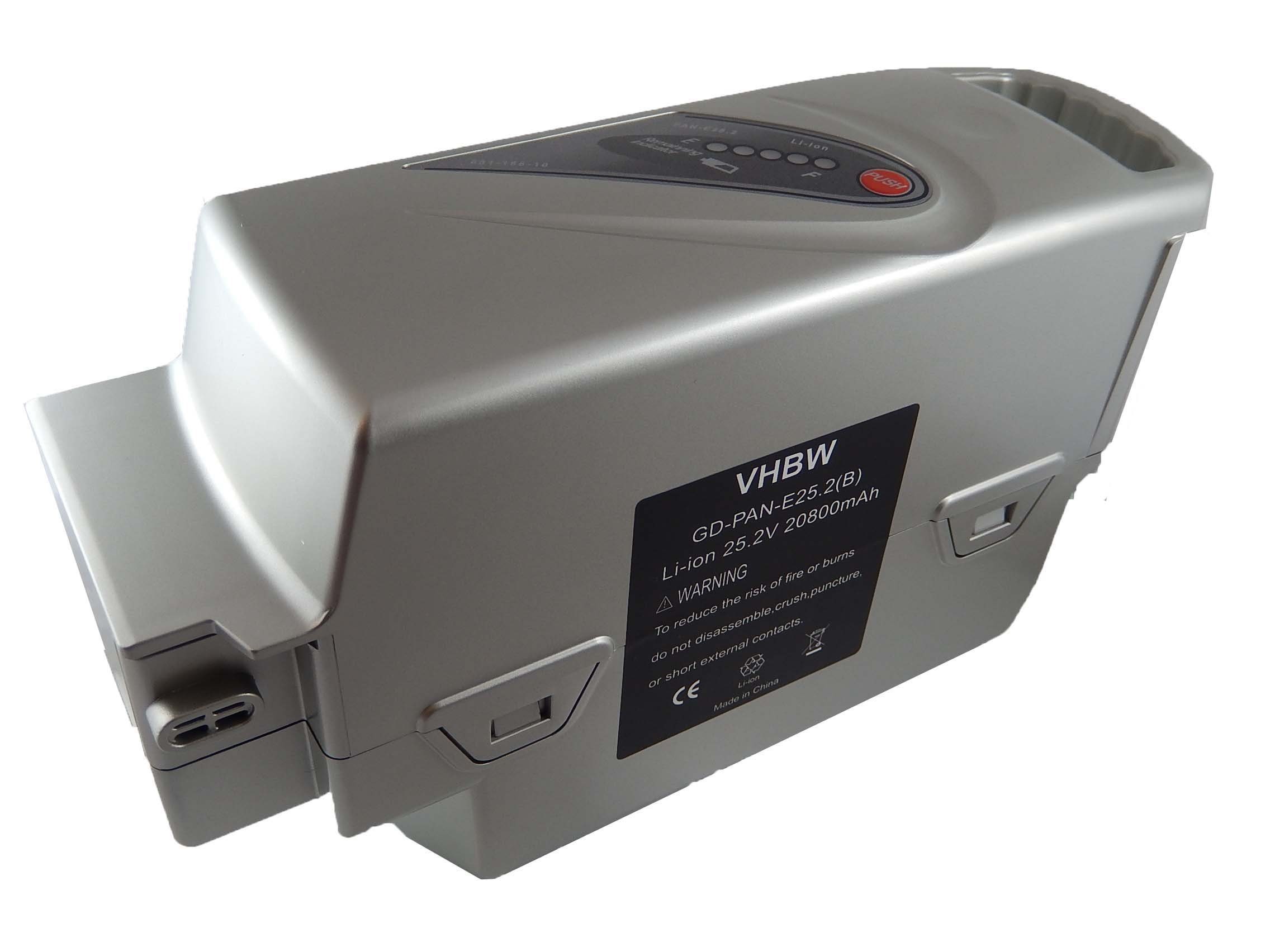 vhbw E-Bike Akku Ersatz für Baugleiche Originalteilebezeichnung Panasonic 10AH, 12AH, 13AH, 14AH, 15AH für Fahrrad (20800mAh, 25,2V, Li-Ion) 20800 mAh