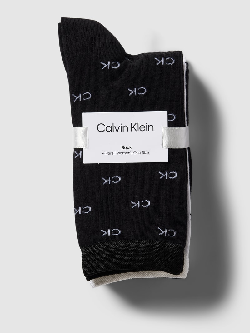 Socken mit elastischen Abschlüssen im 4er-Pack in schwarz