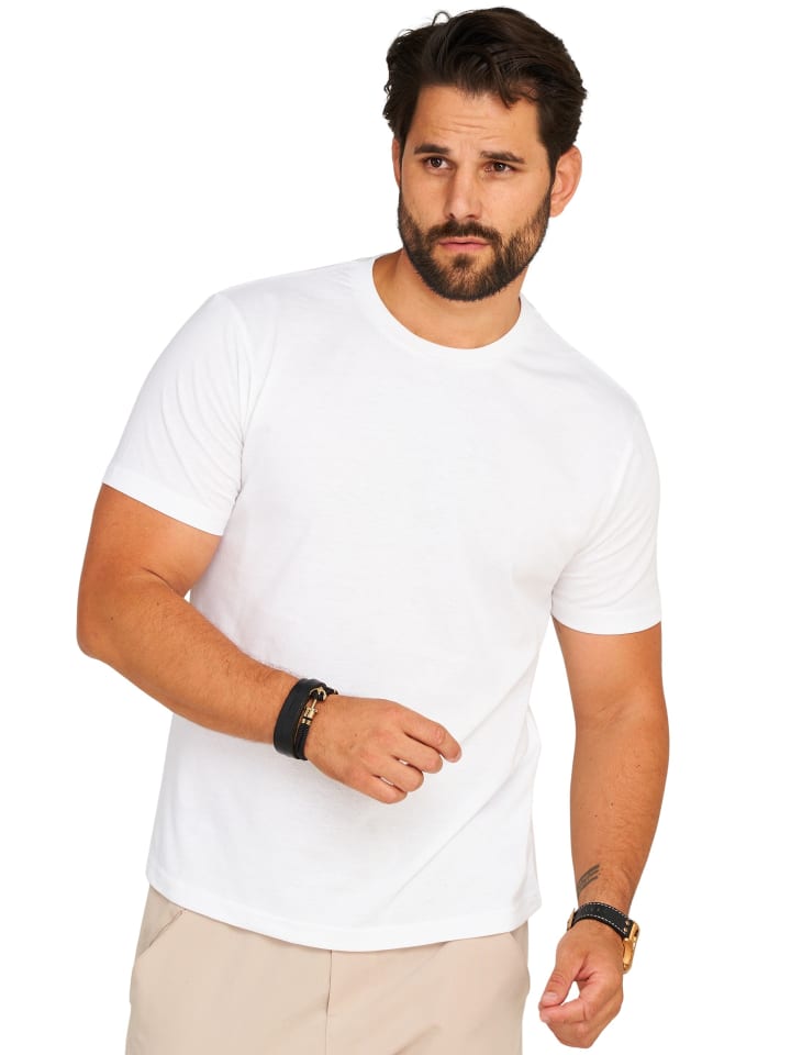 DAILY COTTON T-Shirt - BASETEEO 3er Pack Rundhals O-Neck in Weiß günstig kaufen
